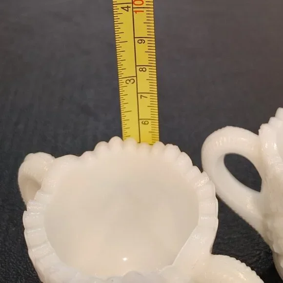 Vintage Milk Glass Cream and Sugar Set Ornate - Picture 7 of 8